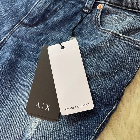 Armani Exchange J25 Super Skinny Stepped Hem Distressed Jeans - Picture 5 of 8